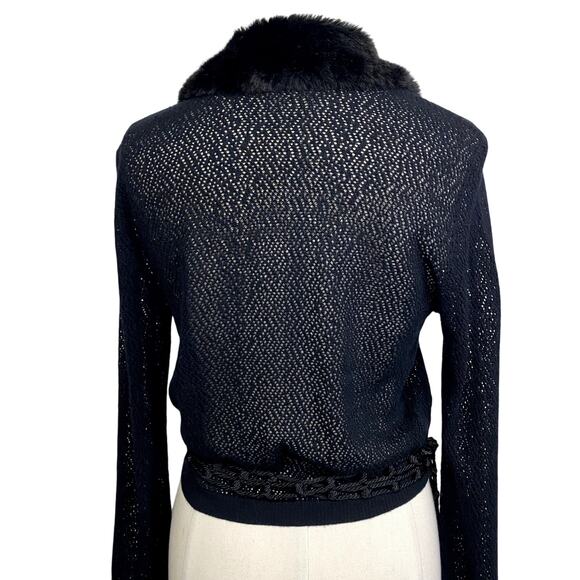 Moda International Faux Fur Knit Wrap Cadigan Gothic Retro Mob Wife - Picture 6 of 11